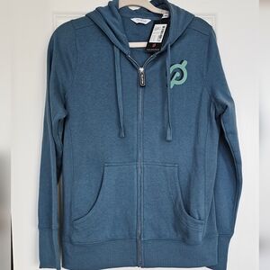 Peloton Digi Bloom Lightweight Zip Hoodie Blue Full Zip Sweatshirt Medium NWT